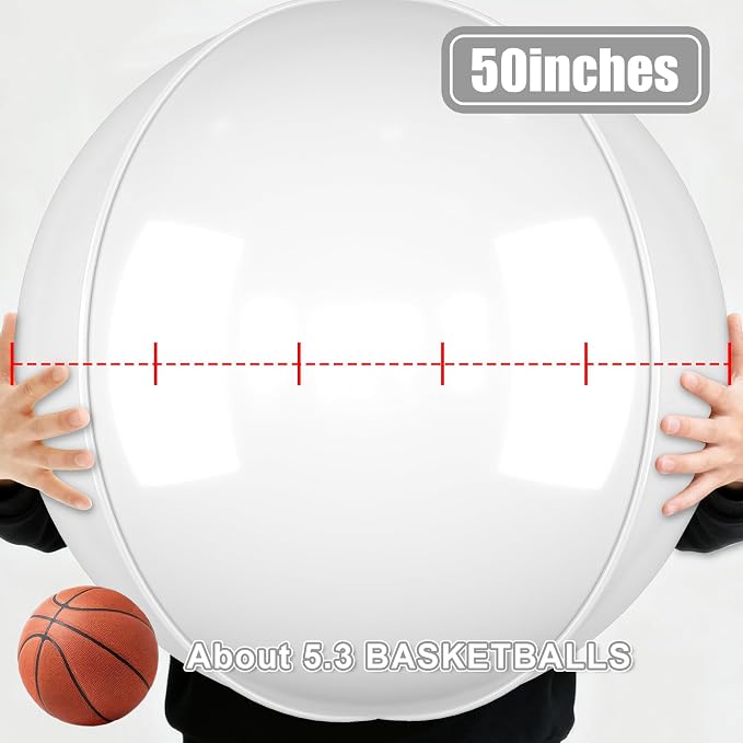 50 Inch Giant White Round Foil Balloons - Image 2