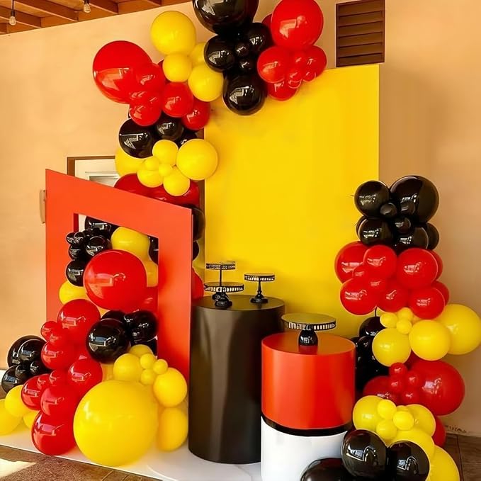 Red Yellow Black Balloons Arch Kit 171pcs, Cartoon Mouse Theme Different Size - Image 5