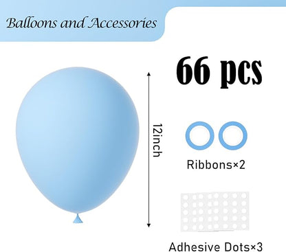 Voircoloria 66pcs Light Blue Baby Blue Latex Party Balloons, 12inch | - Image 2