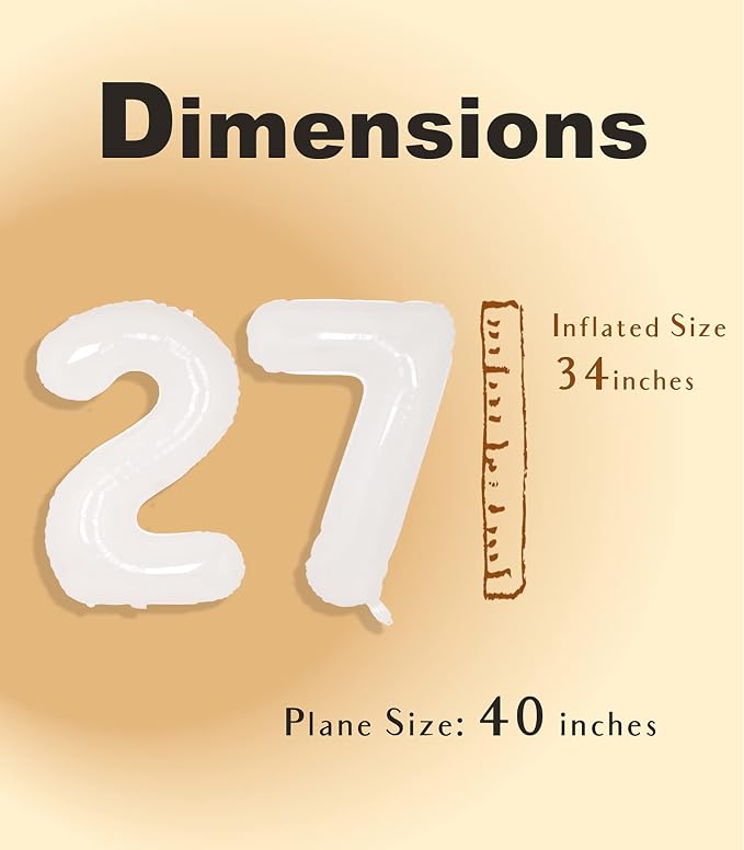 SUWEN 40 Inch White Large 27 Balloon Number Big Foil Helium Numbers 0-9 | Giant - Image 4
