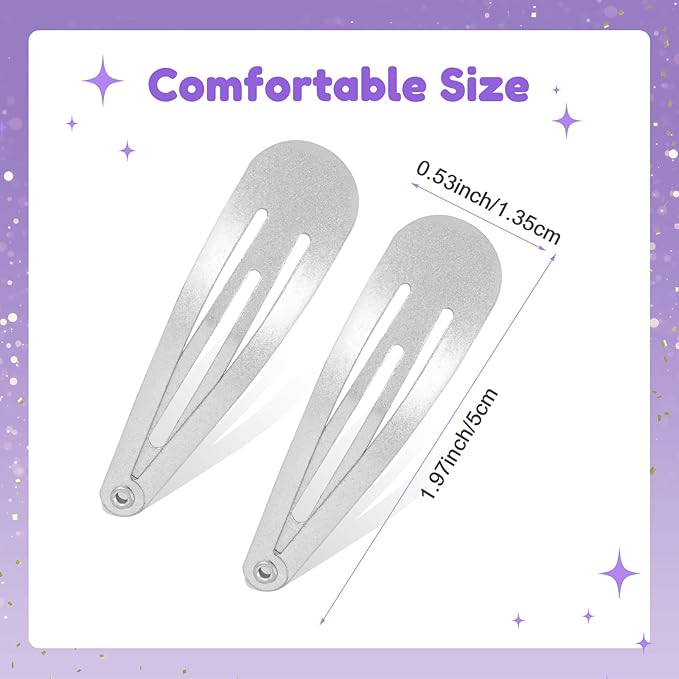 2 Inch Silver Grey Hair Clips Barrettes Metal Snap Clips for Women Durable Water Drop Ideal Hair Accessories for Hairdressing Wedding and Everyday Use 20 pcs