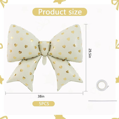 38 Inches Bow Balloon with Gold Heart Print - Image 2
