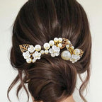 Evild Gold Bridal Hair Pins Pearl Wedding Hair Pieces Leaf Hair Accessories for Women (Pack of 3)