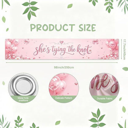 She's Tying The Knot Banner Bridal Shower Engagement Party Decorations | - Image 2