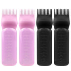 ELANE Hair Oiler Comb Bottle, 4PCS Root Comb Applicator Bottle 6oz (2Black+2Pink)