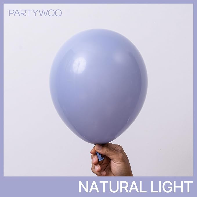 PartyWoo Dusty Blue Balloons 100pcs Boho Dusty Purple Muted Lavender Color | 12 - Image 3