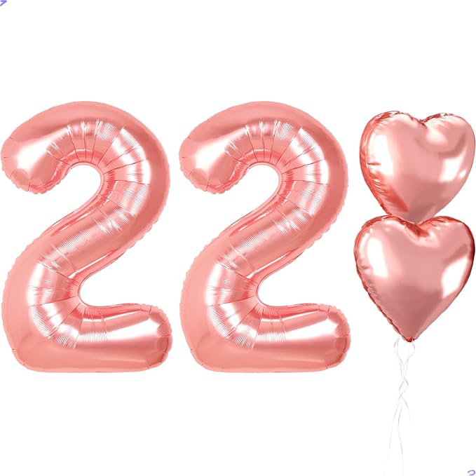 Rose Gold 22th Birthday Decorations, 40 inch Large 22 Balloon Numbers by Unknown