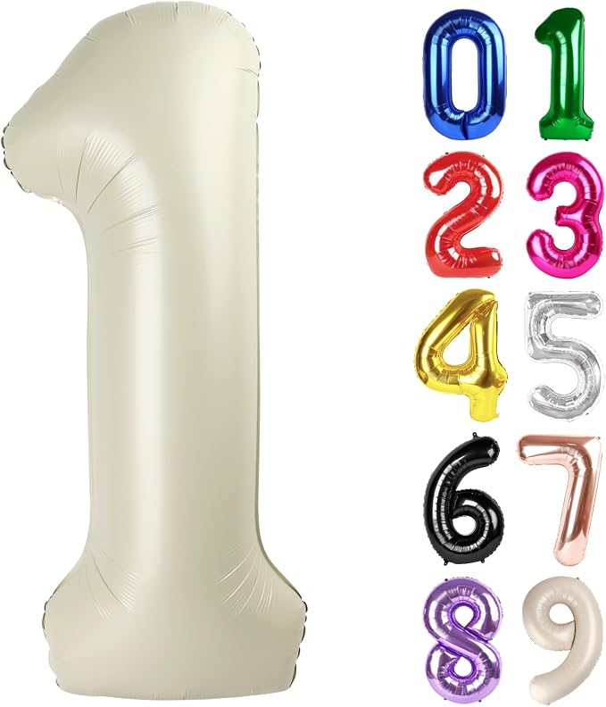 1 Balloon - Cream Birthday Number Balloons, 40 Inch Decorations Men Women | by ALPHADELTAPI