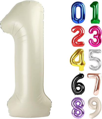 1 Balloon - Cream Birthday Number Balloons, 40 Inch Decorations Men Women | by ALPHADELTAPI