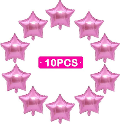 MEETINGU Pink 18 Inch Foil Mylar Star Balloons 10PCS Party Decorations | Pink - Image 3