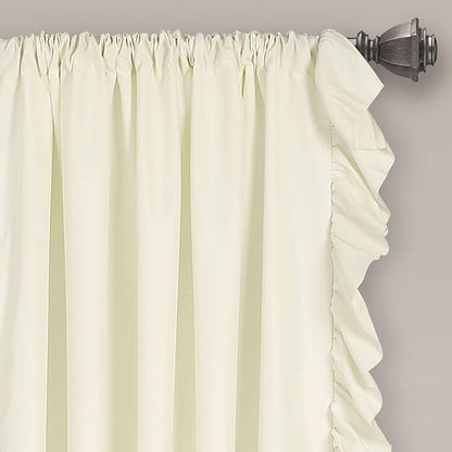 Lush Decor Reyna Ruffle Window Curtain Panel Set, Ivory - Image 4