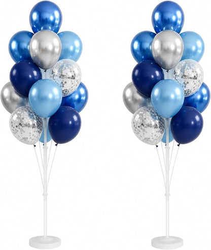 Navy Blue Silver Balloon Stand Kit, 2 Sets by IMISNO