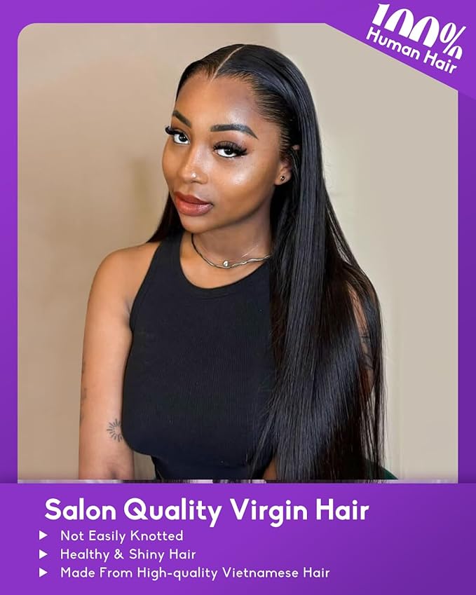 13x6 Lace Front Wigs Human Hair 180 Density Straight Transparent Lace Front Wigs Human Hair Pre Plucked Wigs for Women Glueless Wigs No Synthetic Blend Triple Lifespan 3X 28inch