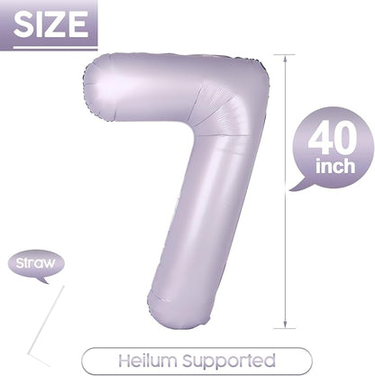 7 Balloon - Lilac Birthday Number Balloons, 40 Inch Decorations Men Women | - Image 5