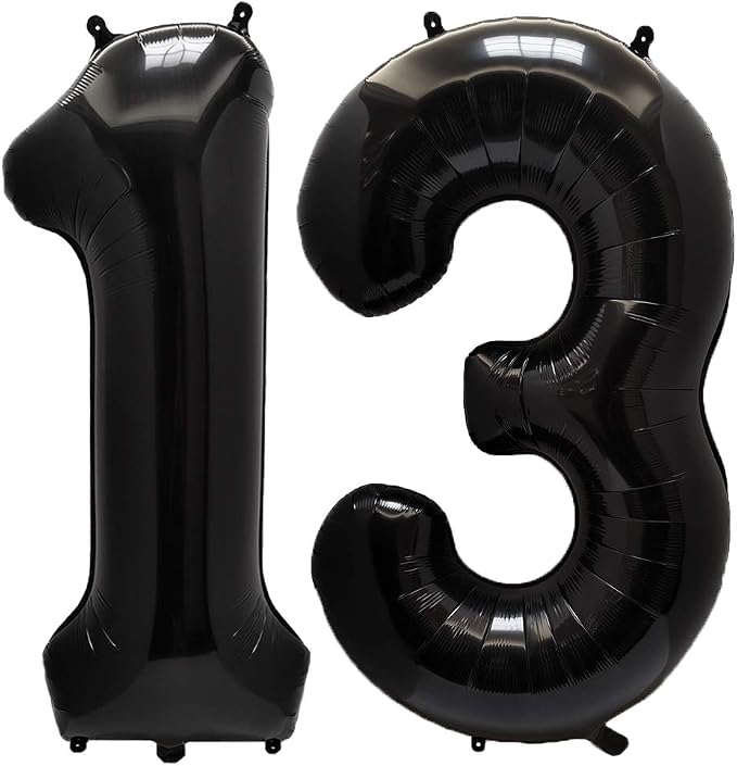 AULE 40 Inch Black 13 Balloon Number Foil 0-9 Birthday Big Numbers | Birthday by AULE