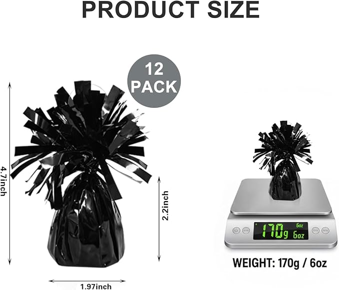 12 Pack Black Balloon Weights, 6oz Heavy Duty Balloon Weights - Image 3
