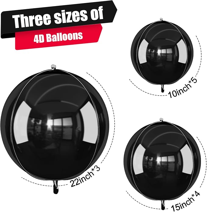 12Pcs Black Round Foil Balloons - Image 2