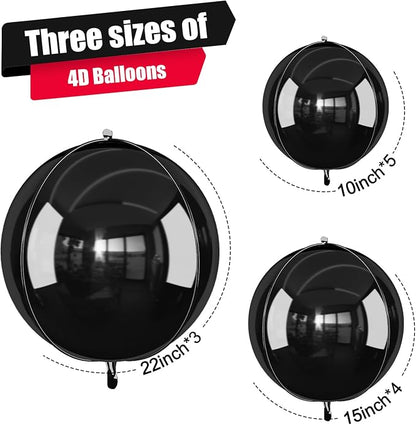 12Pcs Black Round Foil Balloons - Image 2