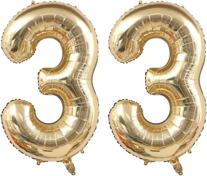 Light Gold 33 Balloon Numbers, 40 Inch Large 33th Birthday Balloons, Helium by Unknown