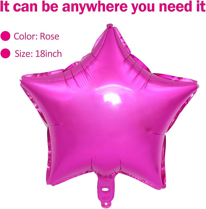 MEETINGU Star Balloons, 18 Inch Rose Mylar Star Foil Balloons - Image 2