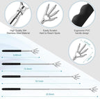 4Pcs Different Back Scratcher Extendable Back Massager Tool with Rubber Handles, Metal Portable Telescoping Back Scratcher, Stocking Stuffers for Men Women Christmas Gift (Black)