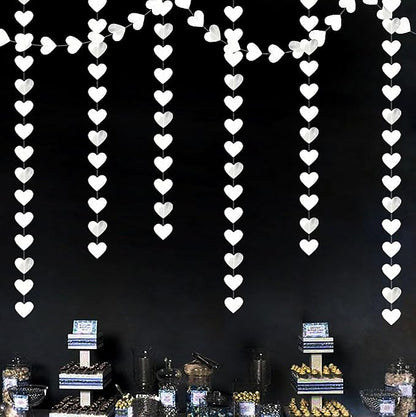 White -Silver Disco Party-Decoration Heart Garland - 52ft Birthday New Years - Image 7