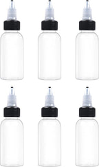 6 Pcs 1oz Plastic Squeeze Bottles with Twist Top Cap, 30ml Clear Dispensing Bottles, Empty Squirt Bottle for Liquids, Sauces, Arts, Crafts, Travel