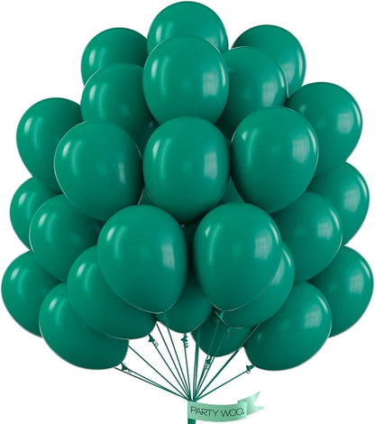 PartyWoo Dark Green Balloons 50pcs Emerald Hunter Forest Green Boho Neutral | by PartyWoo