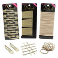 Dofash 3Cards Women's Hair Styling Set - Bobby Pins Hair Pins 60pcs+Hyper Elastics Hiar Ties 30pcs+Snap Hair Clips for Thick Hair 12pcs (Blonde)