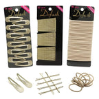 Dofash 3Cards Women's Hair Styling Set - Bobby Pins Hair Pins 60pcs+Hyper Elastics Hiar Ties 30pcs+Snap Hair Clips for Thick Hair 12pcs (Blonde)