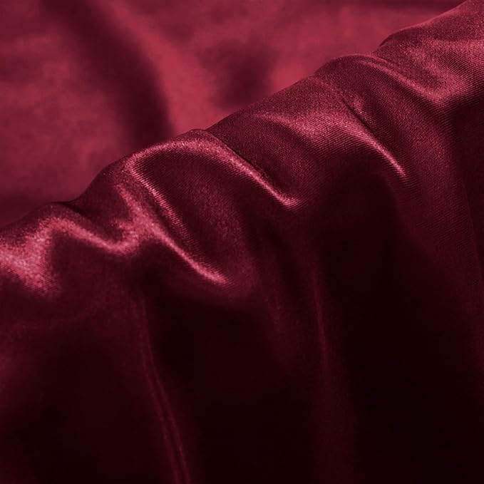 Aormenzy Satin Pillow Cases for Women Standard Size Set of 2, Burgundy Satin Pillowcase for Hair with Envelope Closure Silky Pillow Covers Wrinkle, Fade Resistant (20x26 Inches)