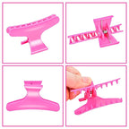 Ondder 24 Pcs Hot Pink Butterfly Hair Claw Clips for Styling Sectioning Styling Makeup Hair Sectioning Clips for Makeup Cutting Coloring Hair Accessories for Women Girls