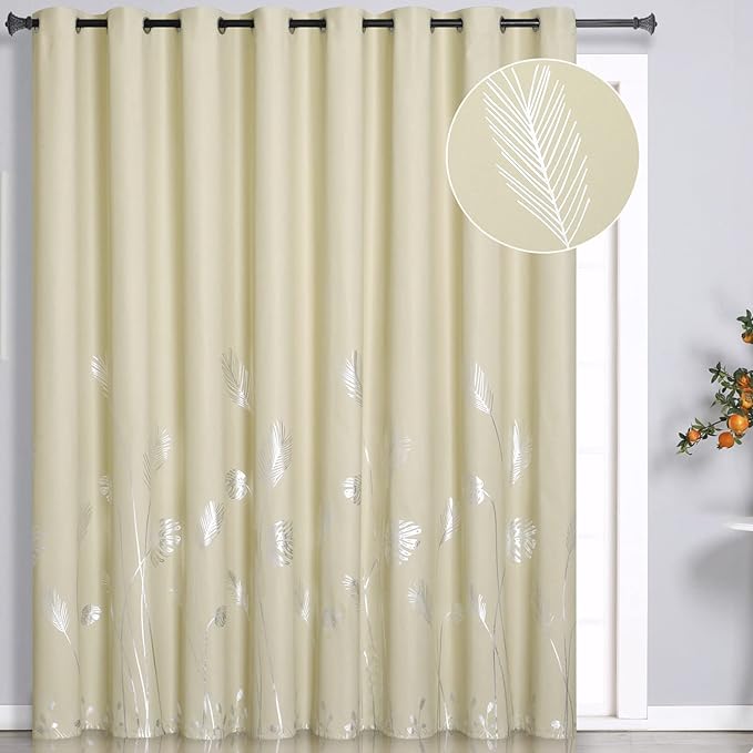 Drape for Living Room 100W x 84L Inch Length Elegant Silver Palm Tree Designed by ESTELARTEXTILER