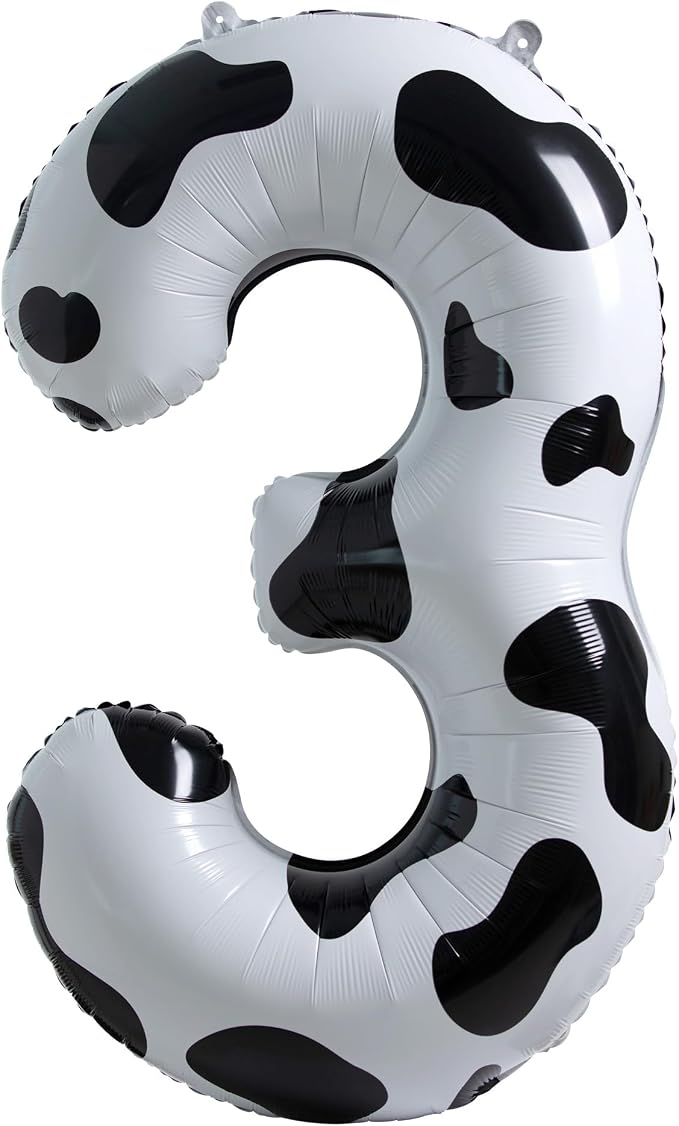 Cow Print Number 3 Balloon, Large 40 Inch Cow Number Birthday Balloons | Helium - Image 4