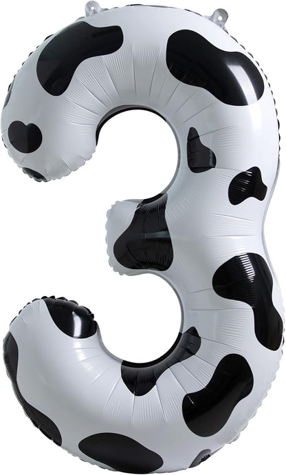 Cow Print Number 3 Balloon, Large 40 Inch Cow Number Birthday Balloons | Helium - Image 4