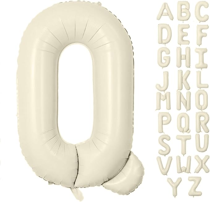 Letter Balloon 40Inch Cream White Big Alphabet Balloons Letter Q | Giant Foil by YUNSHANGMO