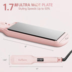 1.7-inch Hair Straightener, Fast-Heating Flat Iron with 7 Adjustable Temperature Settings and Dual Voltage Auto-Adjustment, Suitable for Home and Global Travel