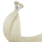 YoungSee 18inch Nano Ring Hair Extensions Human Hair Platinum Blonde Nano Beads Hair Extensions Human Hair Pre Bonded Nanoring Extension Blonde Nano-Tip Hair Extension 50grams 50strands for Wedding