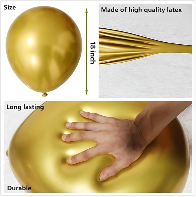 35 Pack Metallic Balloons 18 Inch Chrome Shiny Assorted Colors Latex Rainbow 7 - Image 4