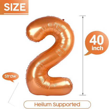 2 Balloon - Orange Birthday Number Balloons, 40 Inch Decorations Men Women | - Image 5