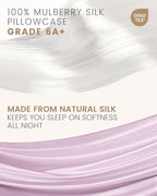 THXSILK Mulberry Silk Pillowcase for Hair and Skin, 100% Mulberry Silk Bed Pillowcase, Hypoallergenic Soft Breathable Silk Pillow Case with Hidden Zipper, King Pillow Case 20"x36", Light Purple