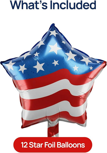 Dream Decor American Flag Star Balloons 12 Pack – 18 Inch Patriotic Foil Star - Image 3