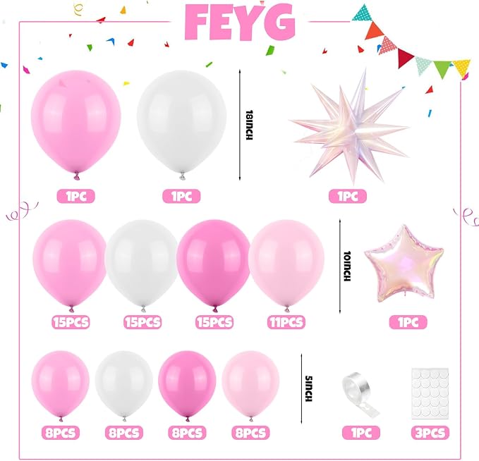 Pearl Pink White Balloon Arch Kit, Pearl Pink Pearl White Balloon Garland Kit - Image 2