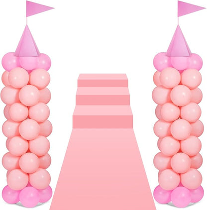 2 Sets Adjustable Pink Princess Castle Balloon Column Stand Kit Includes 140 by Charnoel