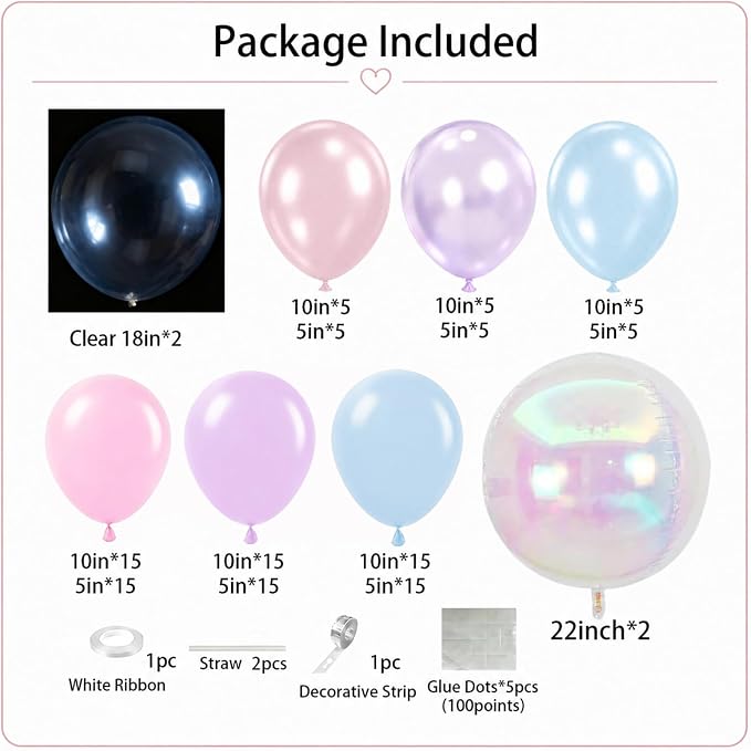 Pink Blue Purple Balloons Arch Kit - Image 3