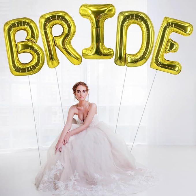 Gold Bride Balloons Wedding Balloon 40 Inch Letter Bachelorette Balloons - Image 4