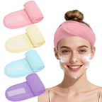 4 Pack Adjustable Makeup Headbands – Non-Slip Spa & Facial Hair Wrap, Washable Headband for Shower, Yoga, Gym, Salon & Home Use (Fits All),HZFD-BB
