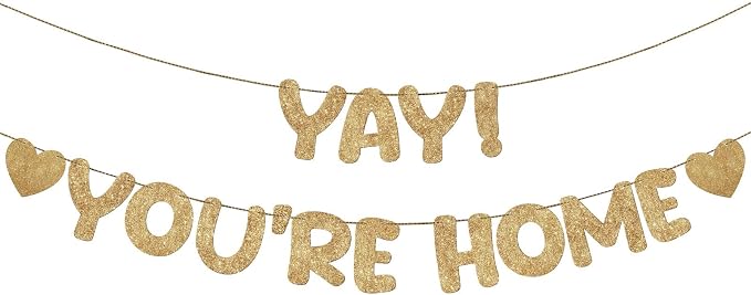 Fulmoon Pre Strung Yay You're Home Banner Glitter Welcome Home Party by Fulmoon