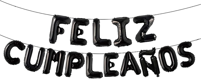 ZHENGYE Black Letter Feliz Cumpleanos Balloon Happy Birthday Balloons Banner by ZHENGYE