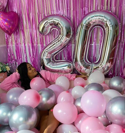 Silver Number 0 Balloon 40 Inch, 0th Birthday Party Decorations Men Women | - Image 8